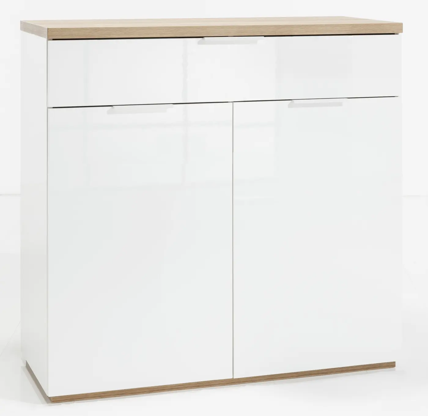 Schuhkommode Mundi weiß Hochglanz/Rivera Eiche