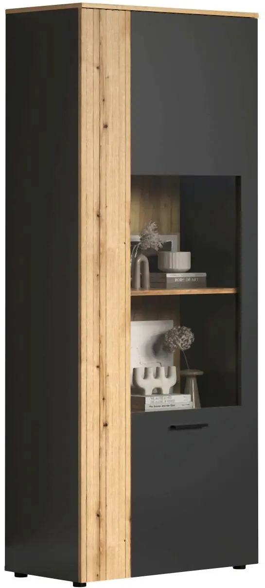 Vitrine Esteban anthrazit / Evoke Eiche Vitrine Esteban anthrazit Melamin