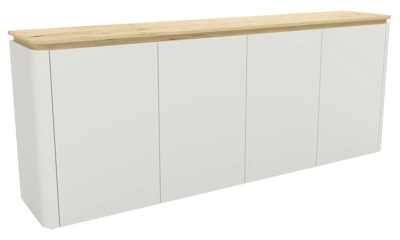 Sideboard Namur weiß matt/Eiche hell mit Beleuchtung