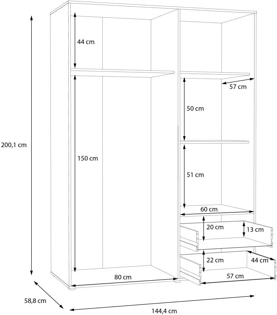 Drehtürenschrank Mokkaris 3-türig Sonoma Eiche/weiß Drehtürenschrank Mokkaris 3-türig Sonoma Eiche/weiß