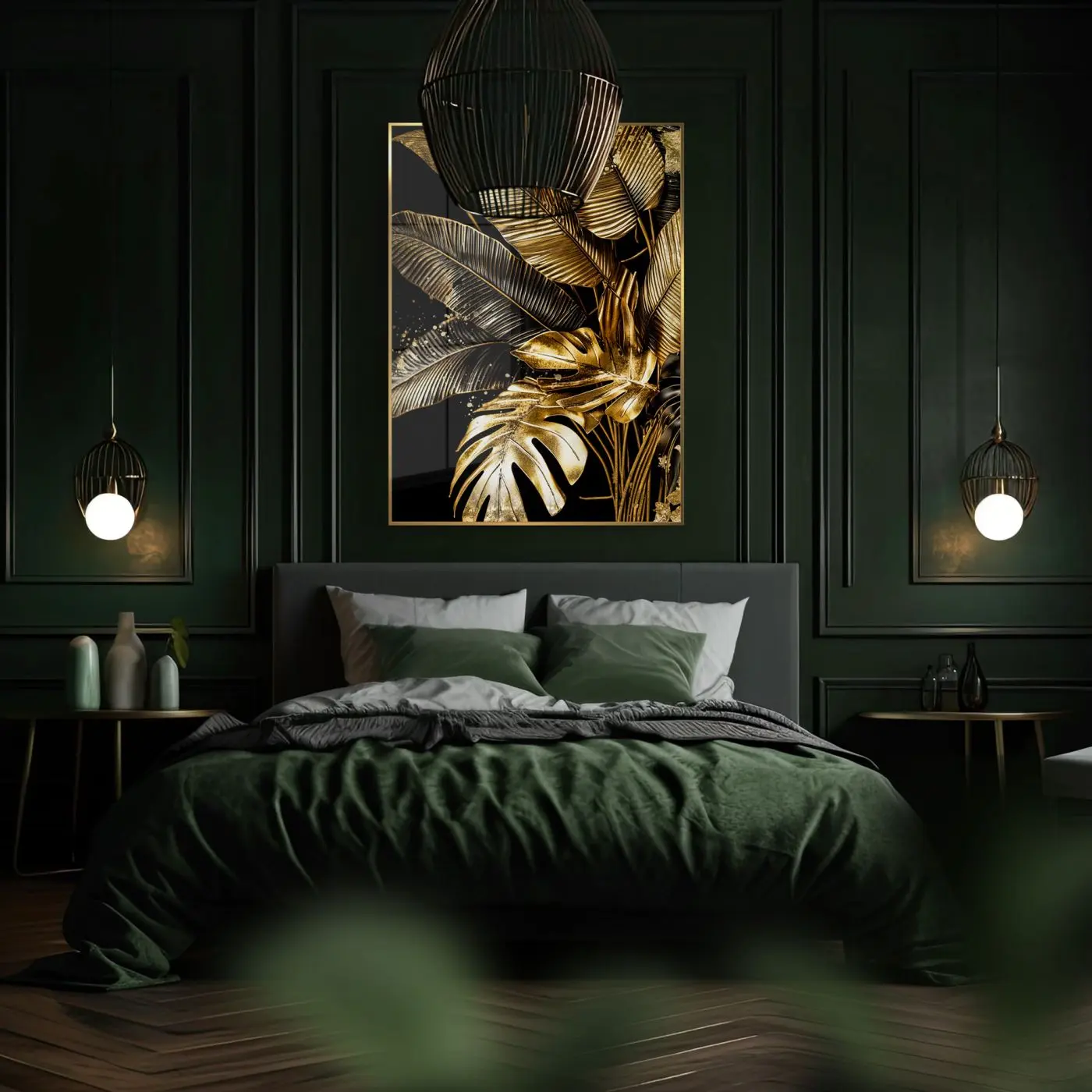 Glasbild Gold Tropicana 80 x 120 cm