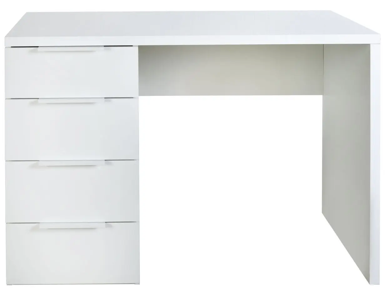 Schreibtisch Espresso 4 Schubkästen weiß Hochglanz 