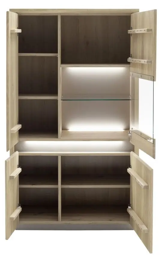 Kombi-Highboard Spiekeroog Kristalleiche teilmassiv