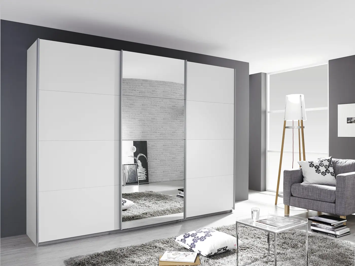 Schwebetürenschrank Kulmbach 3-türig weiß