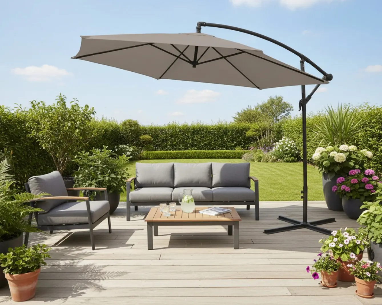 Ampel-Sonnenschirm 300 cm in taupe