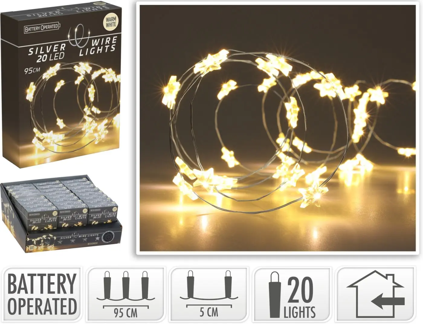 LED Draht mit 20 Sterne
