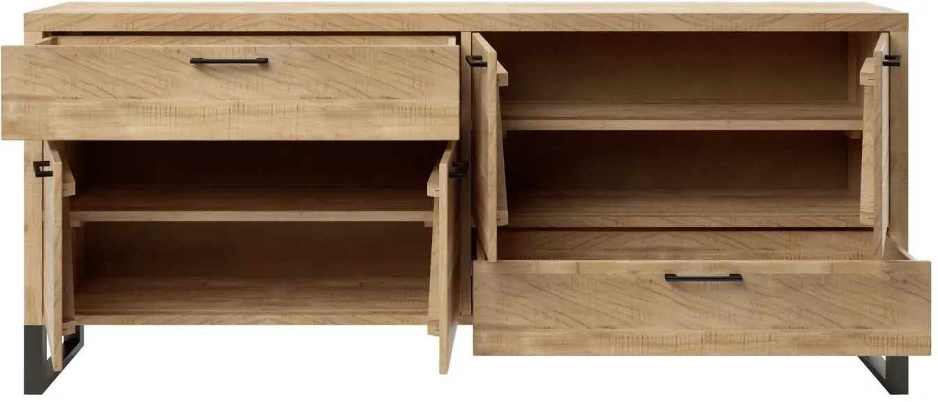 Sideboard Bengalu Akazie Natur sägerau 4-türig
