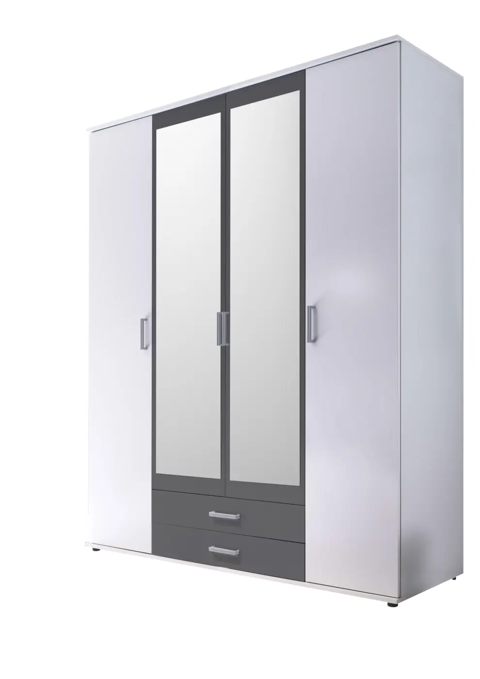 Kleiderschrank Hanau 4-türig weiß/graphit