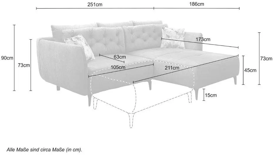 Wohnlandschaft Salo Chenille grau