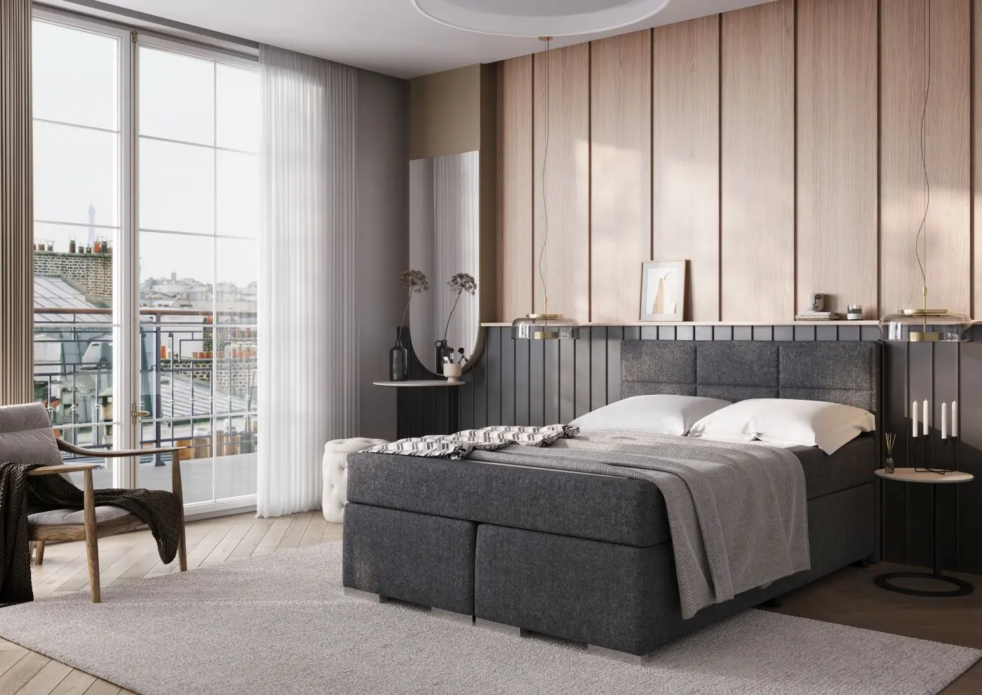 Boxspringbett One 140 x 200 cm anthrazit