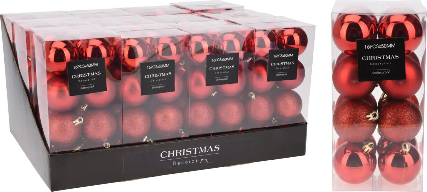 Weihnachtskugelset 16tlg rot