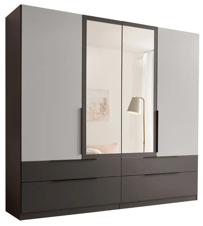 Drehtürenschrank Calinaro 4-türig graphit/lichtgrau