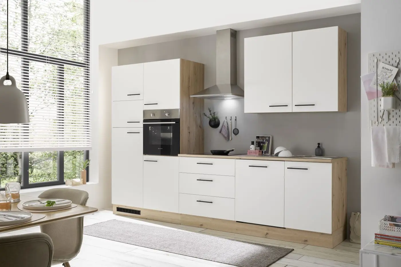 Küchenblock Stuttgart weiß/Artisan Eiche mit E-Geräten Küchenblock Stuttgart weiß/Artisan Eiche mit E-Geräten