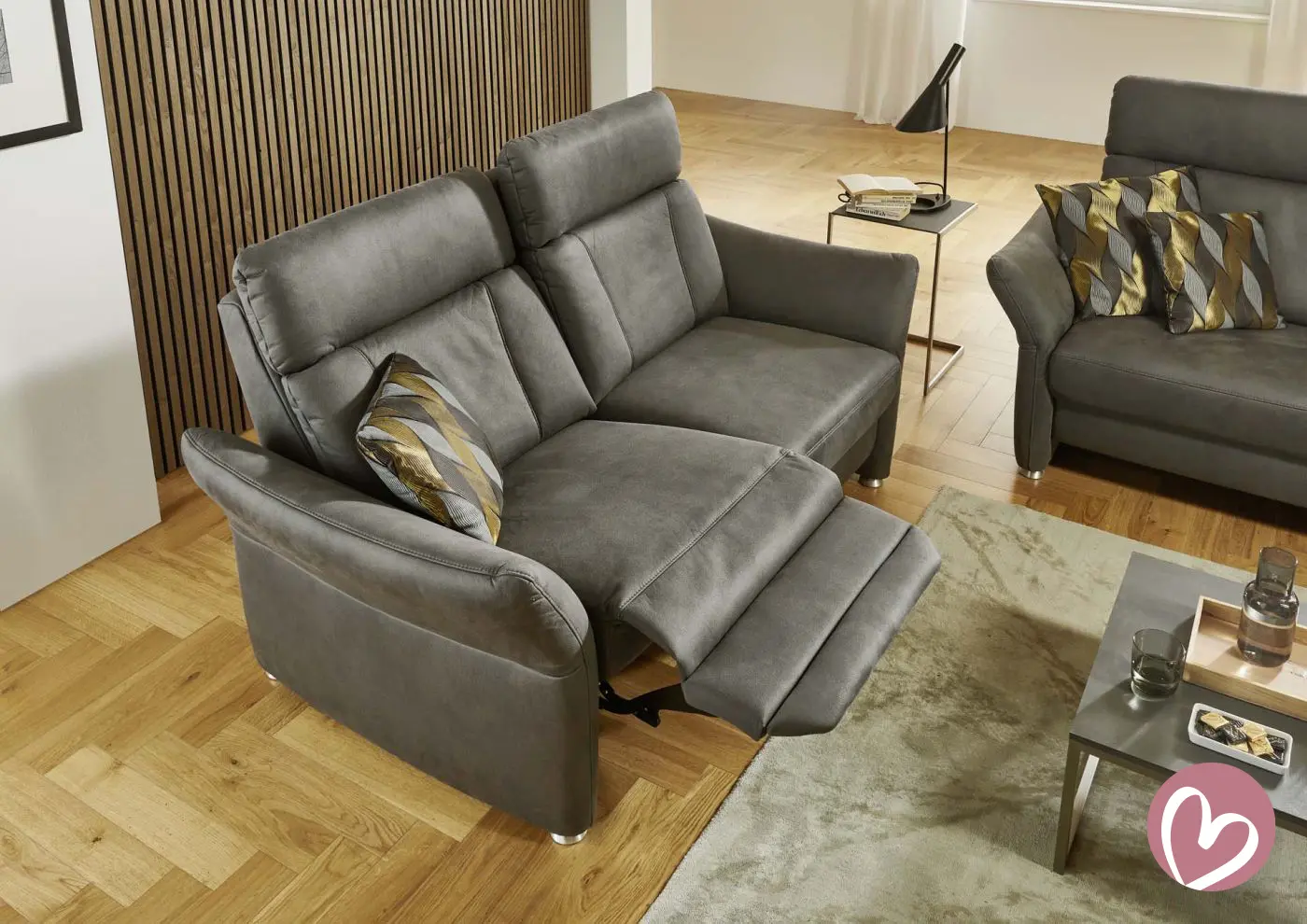 2,5-Sitzer couchliebe. PP-PF24014 anthrazit mit Zusatzfunktionen 