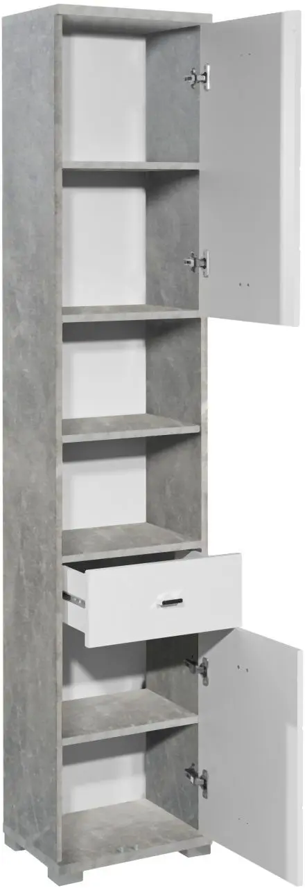 Hochschrank Pool betonfarbig/weiß