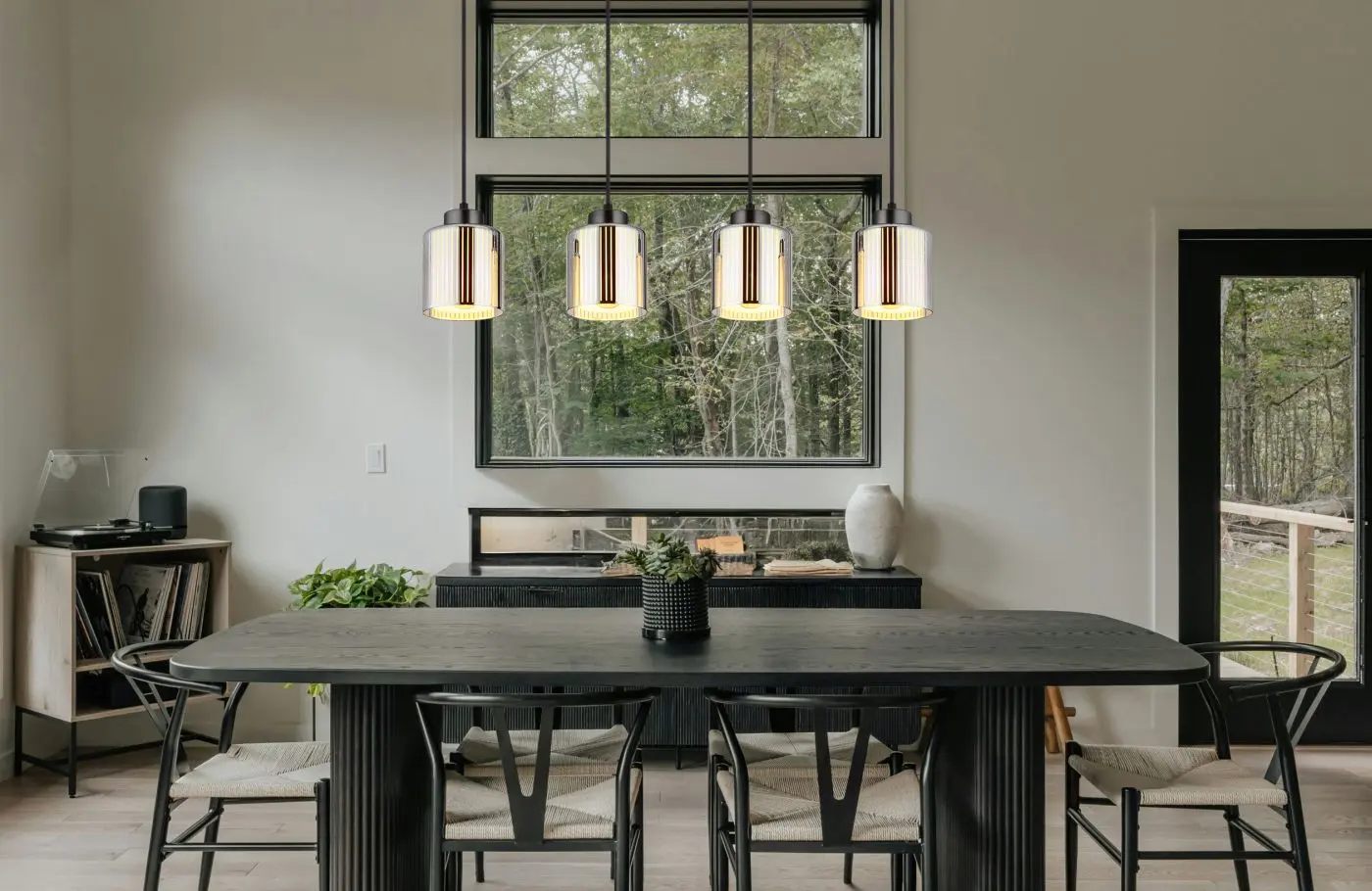 Pendelleuchte Felicia schwarz-chrom