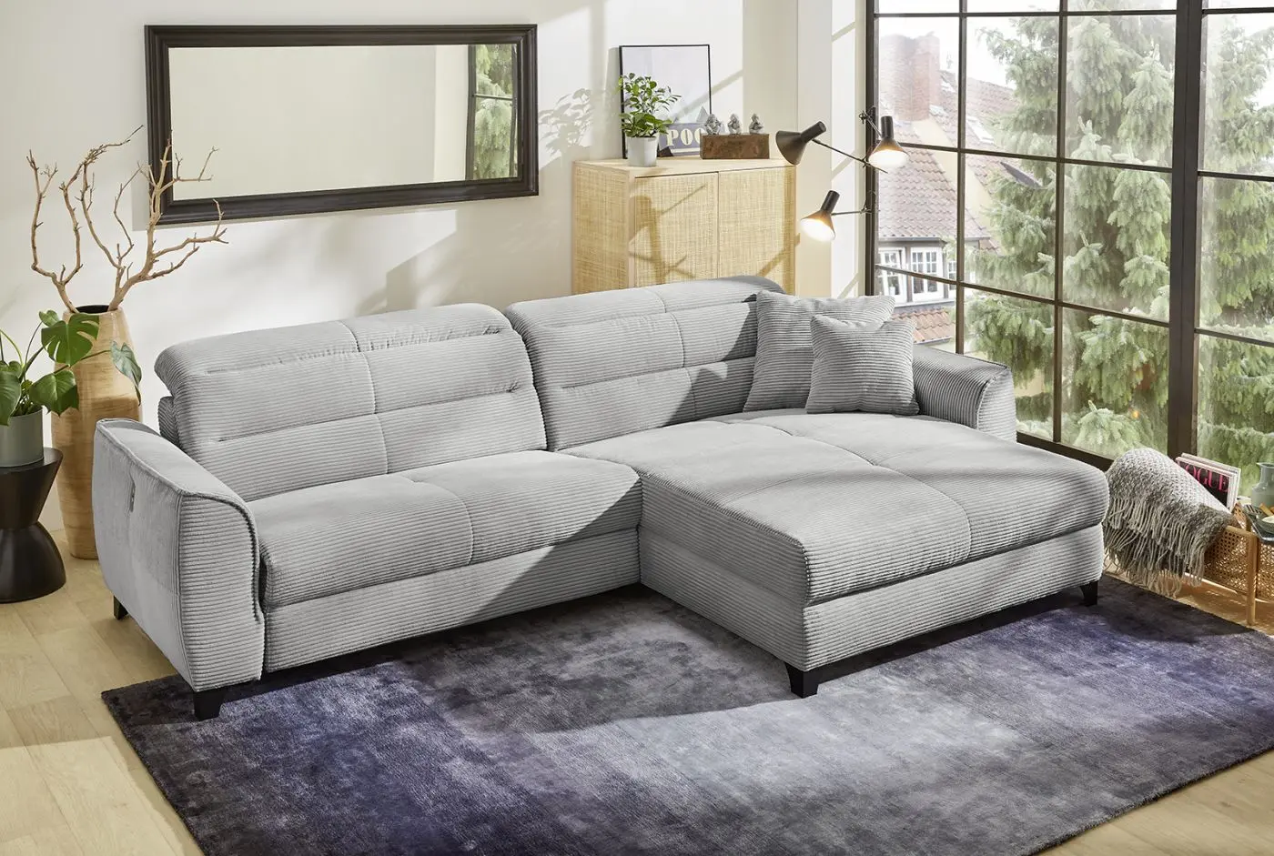 Wohnlandschaft Double-One Cord hellgrau