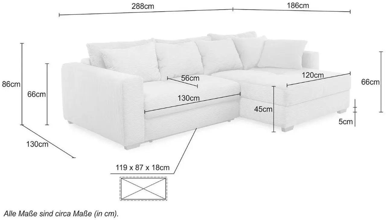 Wohnlandschaft Kampen Cord grün Wohnlandschaft Kampen Cord grün