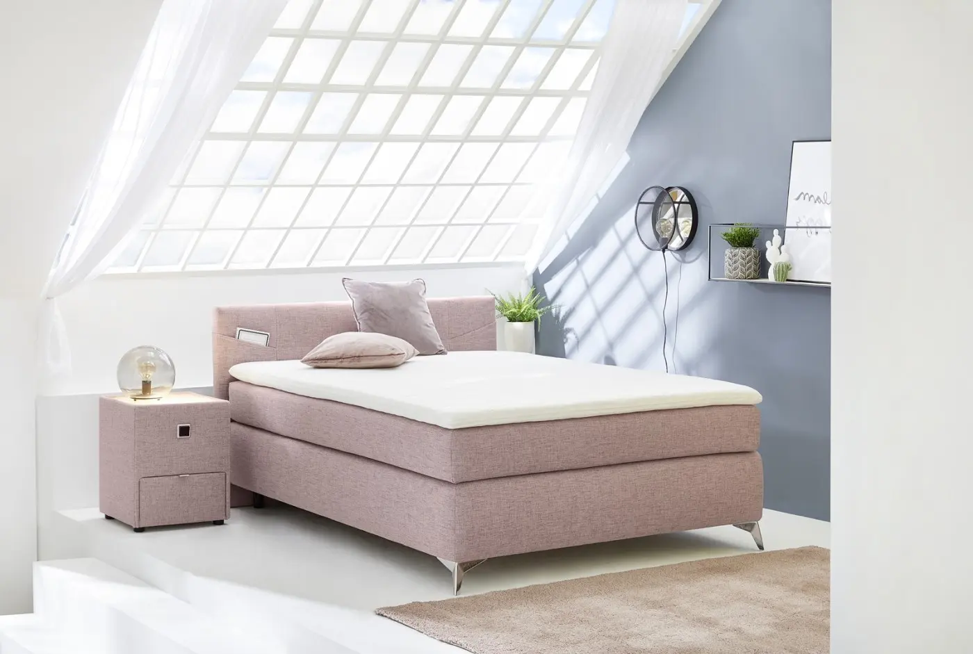 Boxspringbett Nora 140 x 200 cm rosa