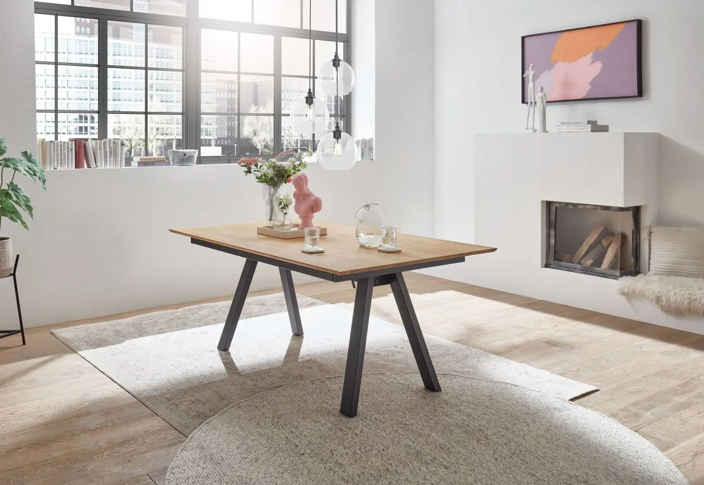 Esstisch TI-0656 Wildeiche massiv ausziehbar