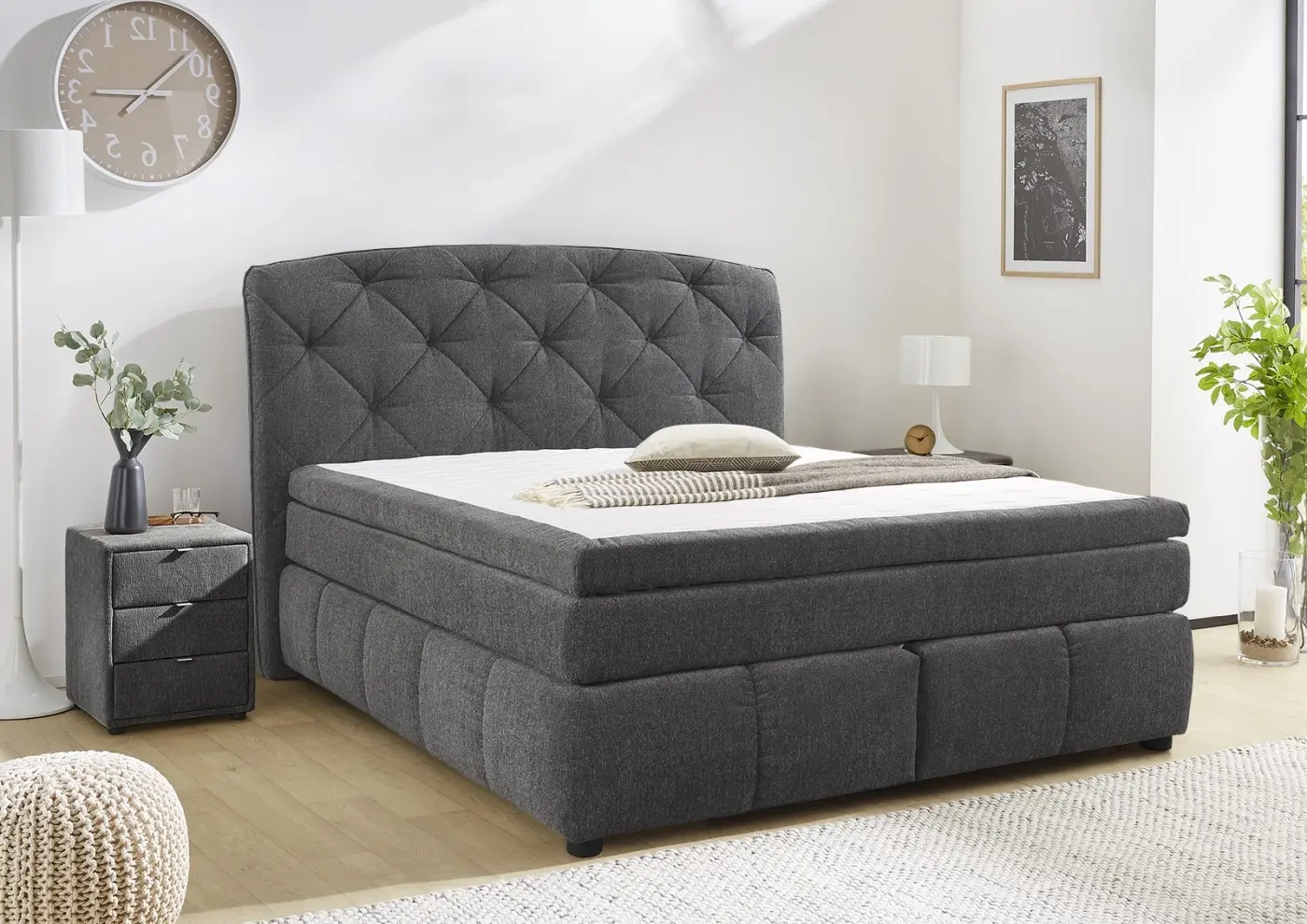 Boxspringbett Mila Mix dunkelgrau 180 x 200 cm