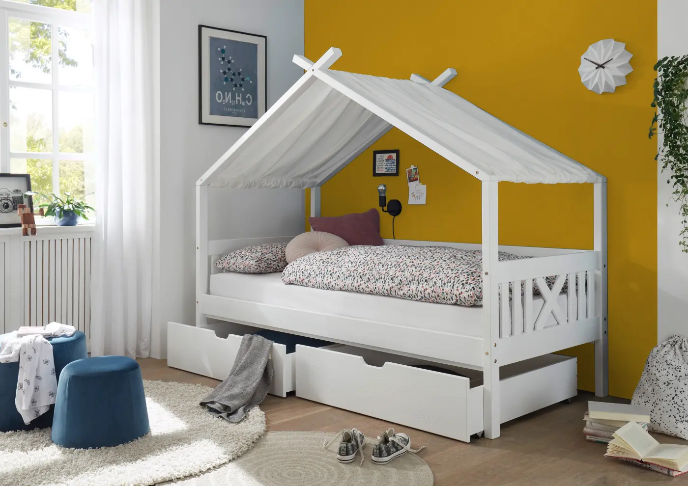 Bett Juletta mit Himmelvorrichtung 90 x 200 cm