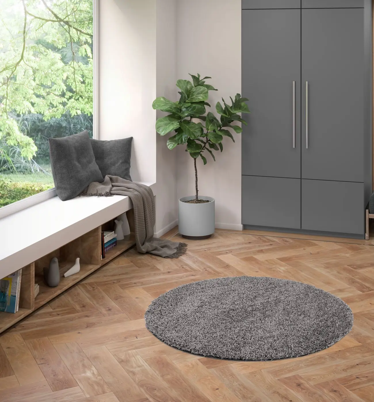 Teppich Dolce Ø 120 cm grau 