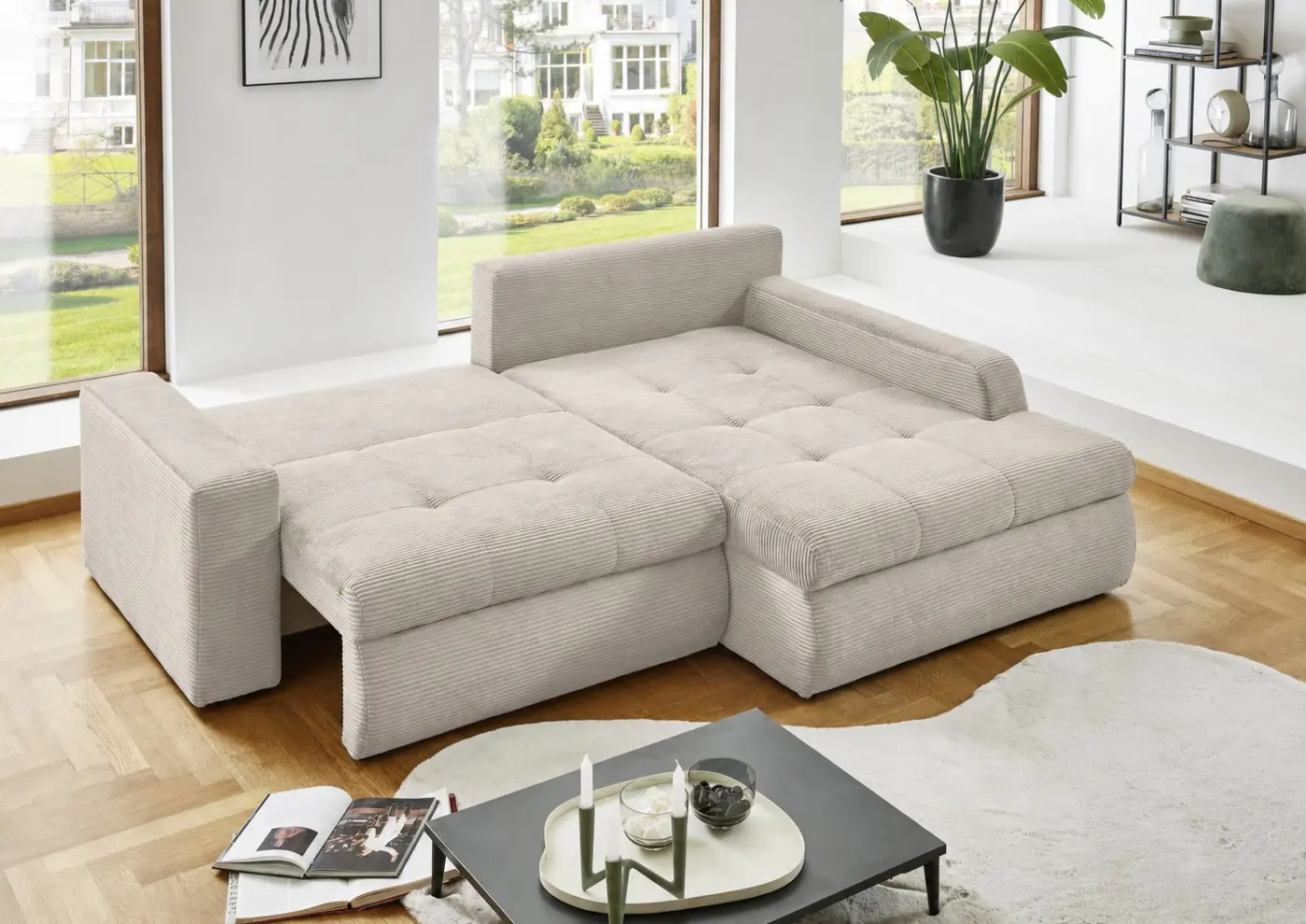 Wohnlandschaft Luno Cord sandgrau
