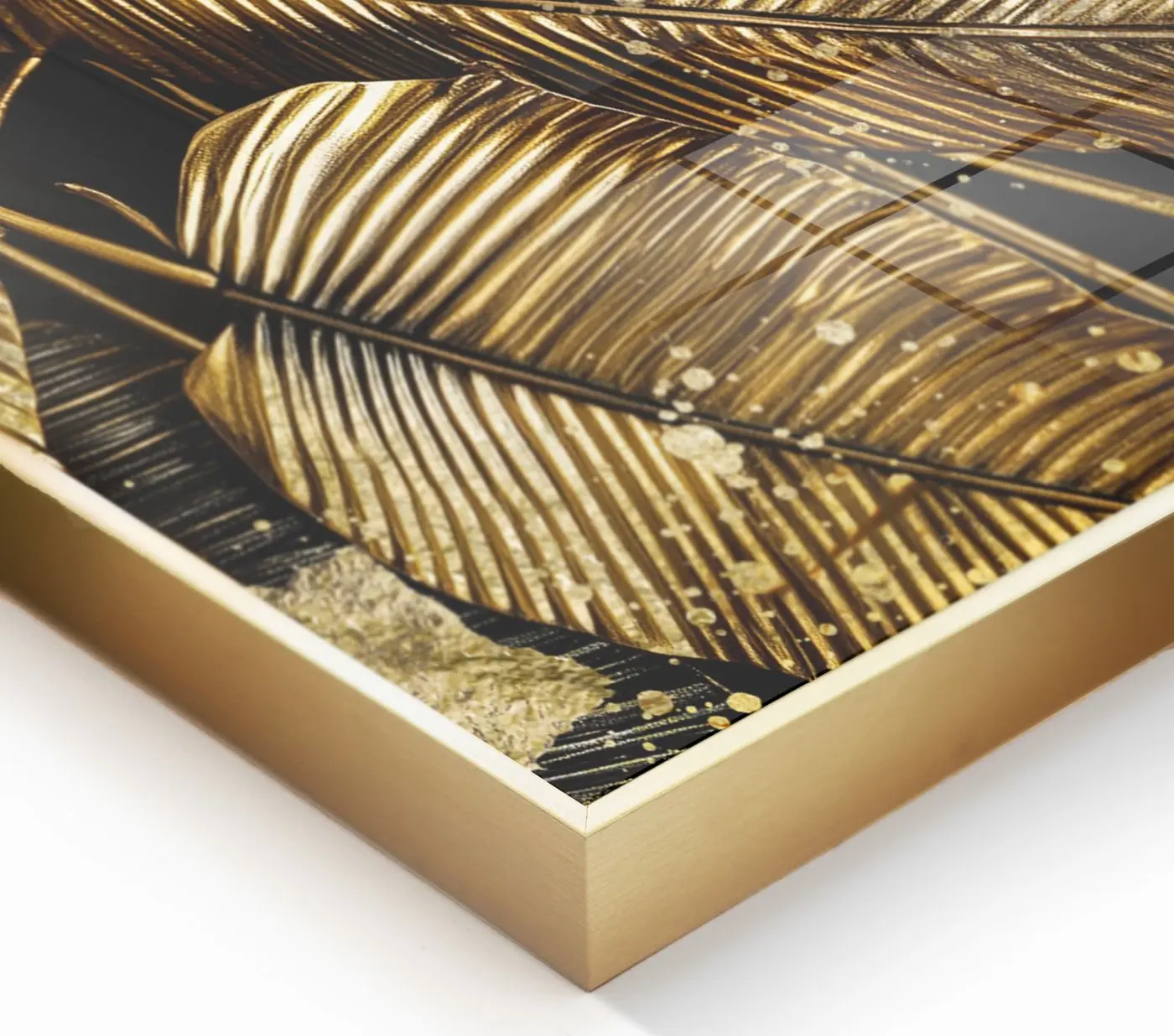 Glasbild gerahmt Gold Tropicana 80 x 120 cm