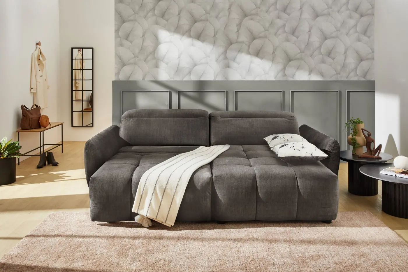Wohnlandschaft Zoom velourartig grau