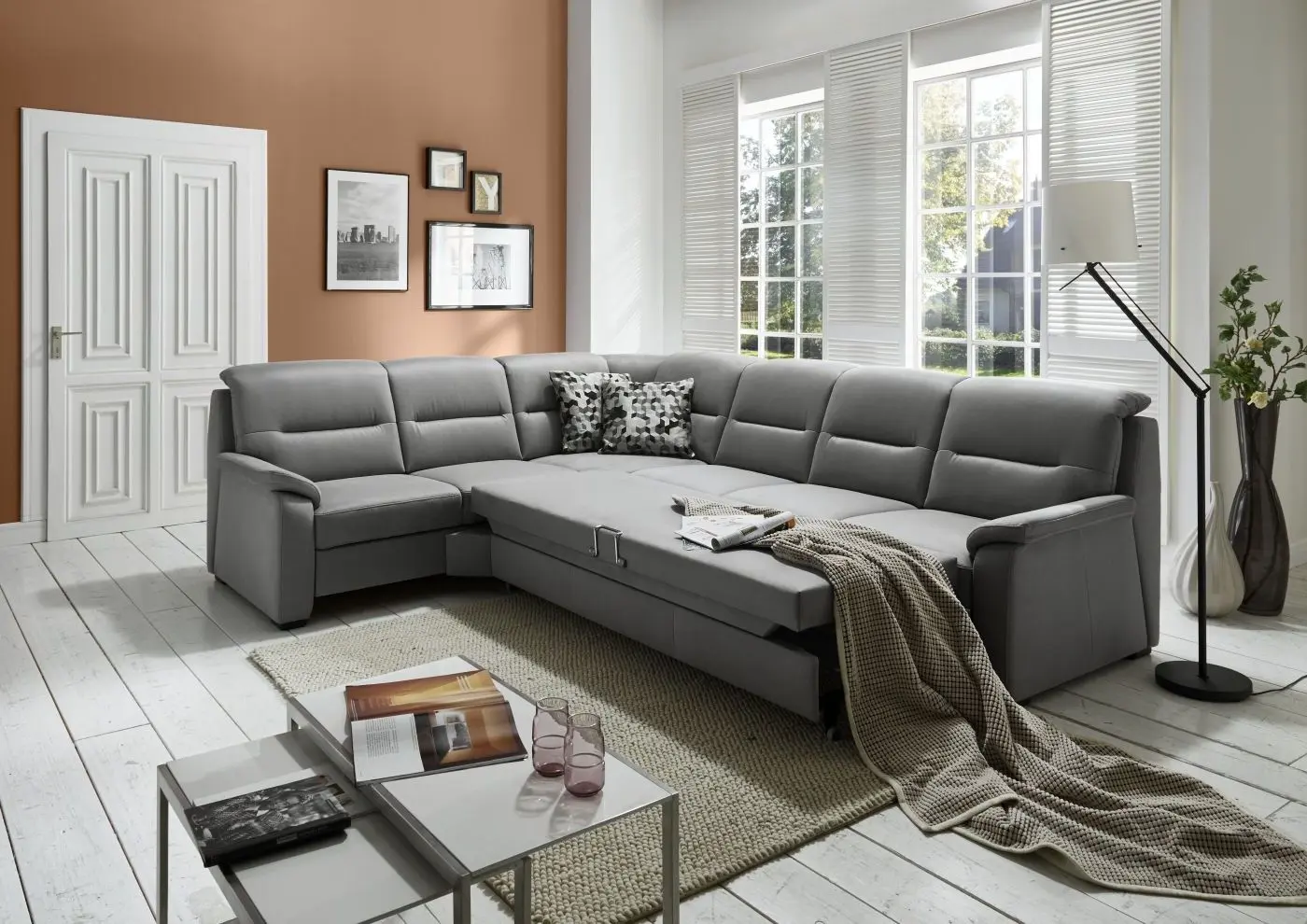 Wohnlandschaft couchliebe. KS4959 grau mit Zusatzfunktionen