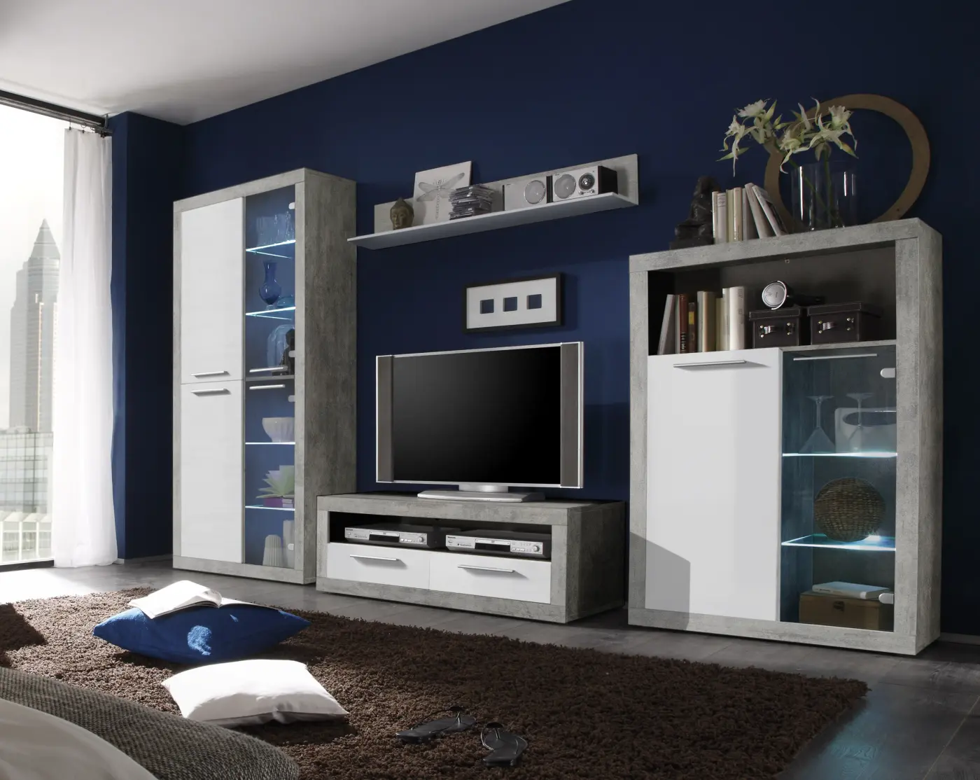 Wohnwand Stone mit LED-Beleuchtung