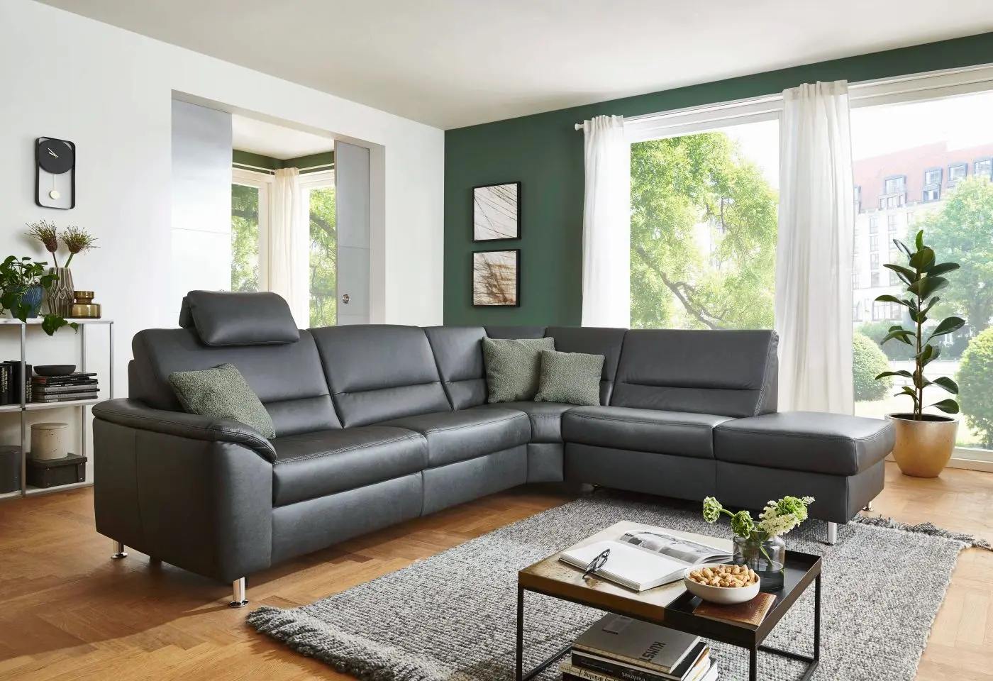 Wohnlandschaft couchliebe. PN-EM19075 Leder anthrazit mit Zusatzfunktion