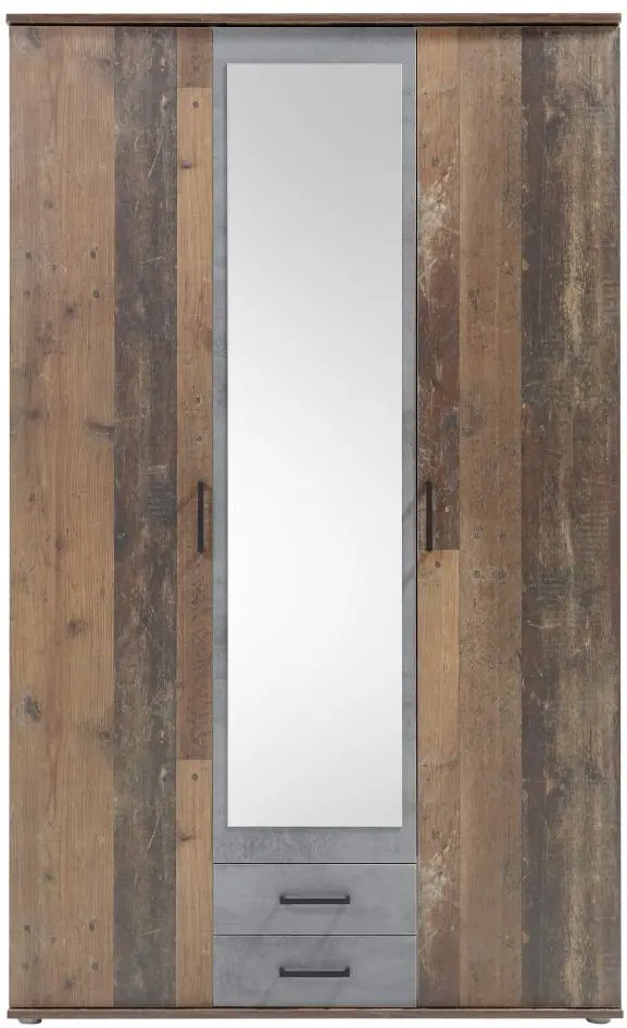 Drehtürenschrank Chicago 3-türig Old Style dunkel/Betonoxid Drehtürenschrank Chicago 3-türig Old Style dunkel/Betonoxid