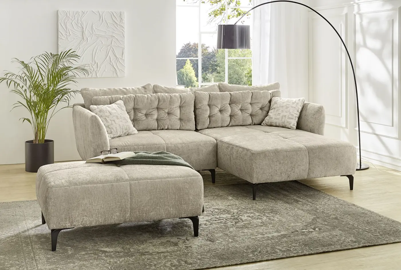 Hocker Salo Velours beige