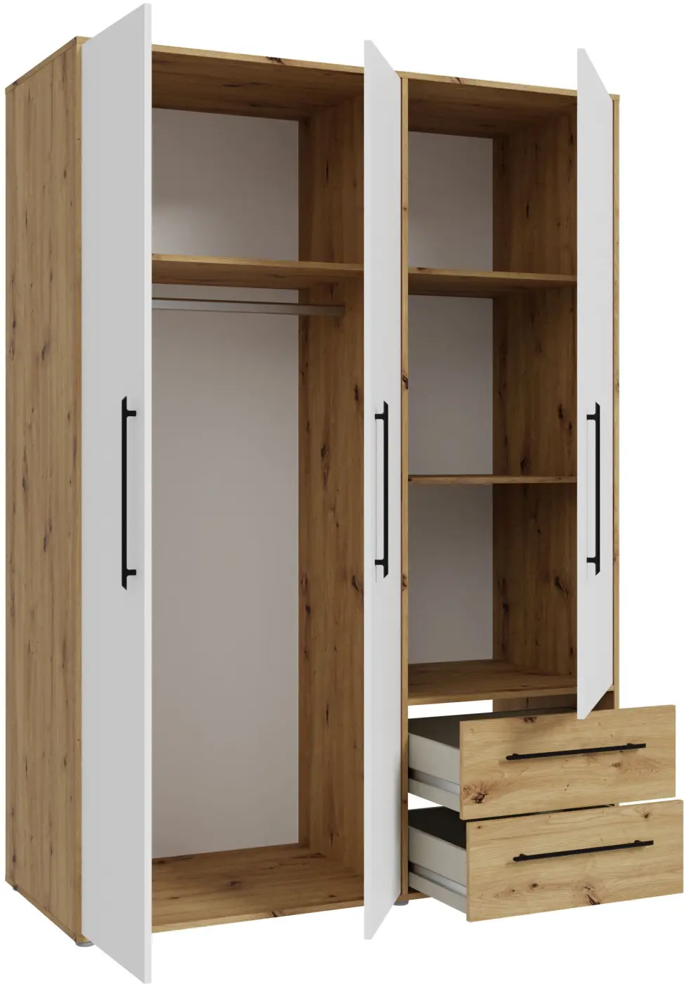 Drehtürenschrank Mokkaris 3-türig Artisan Eiche/weiß