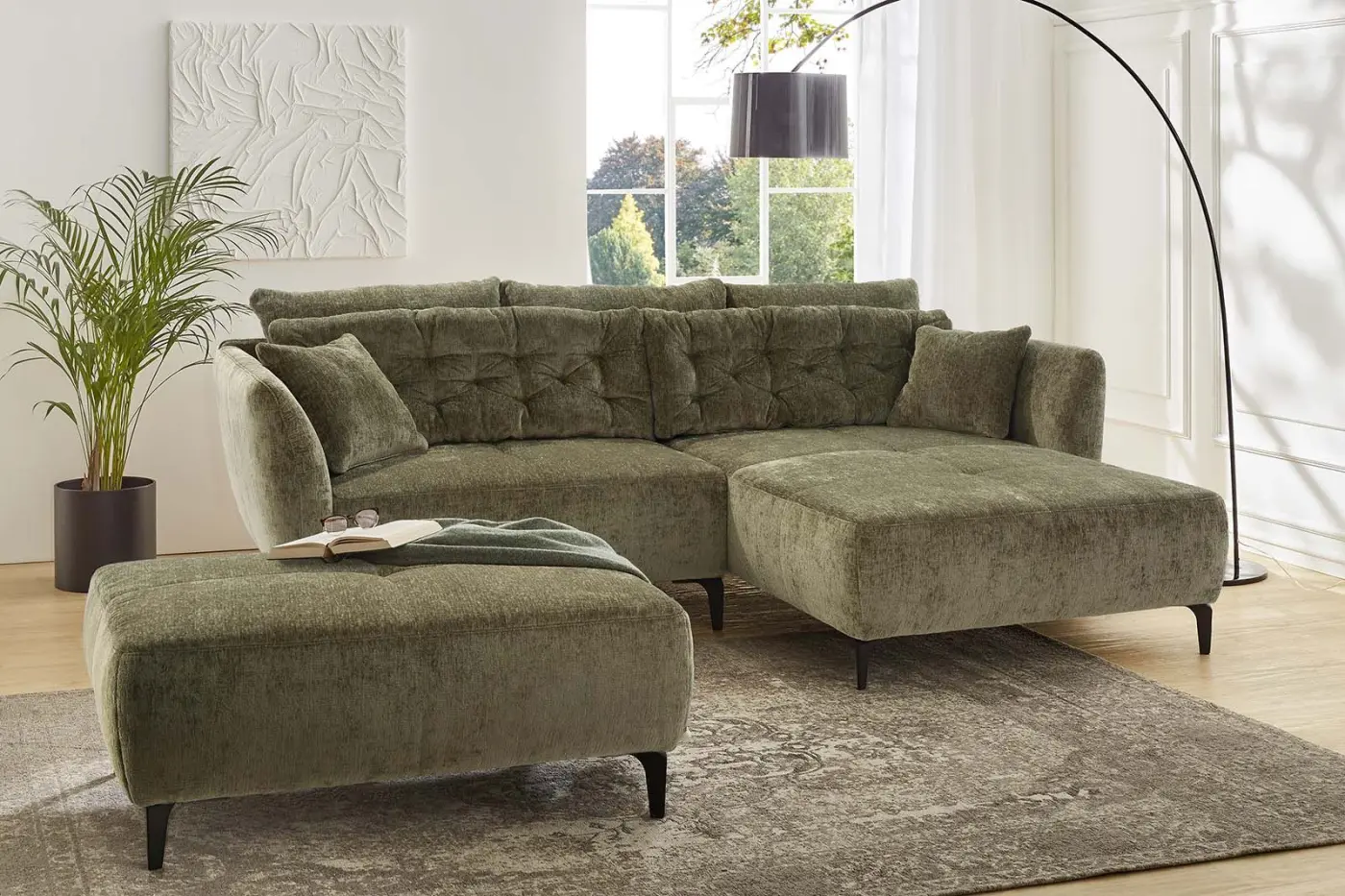 Hocker Salo Chenille hellgrün Hocker Salo Velours grün