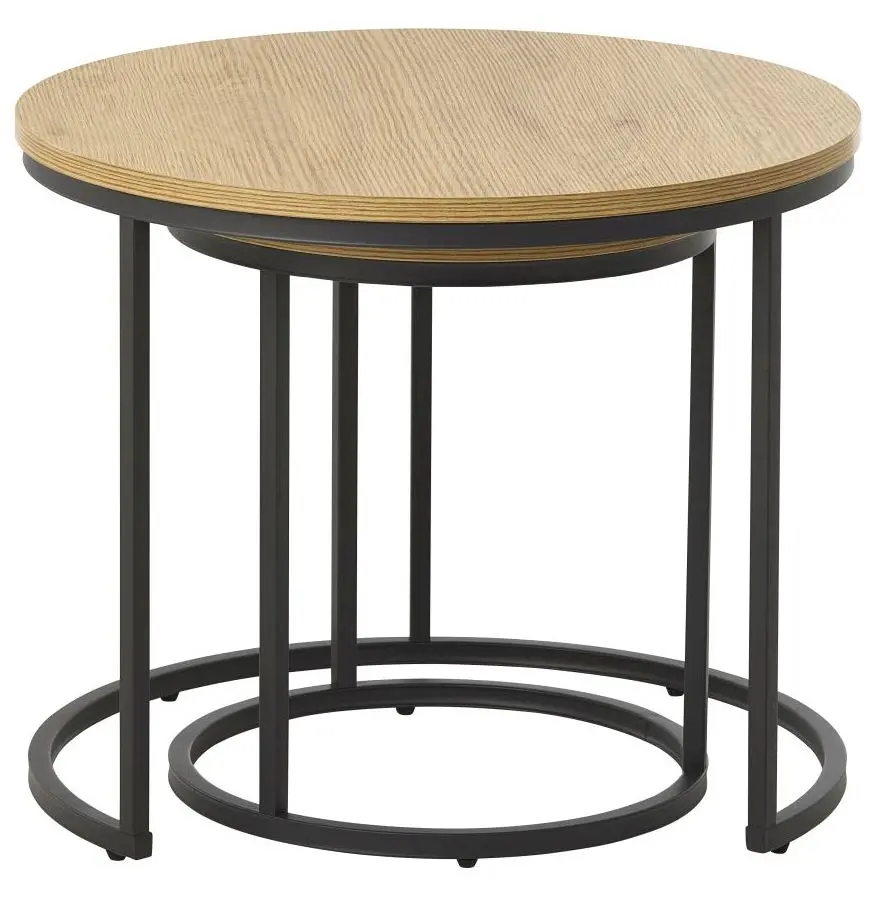 Couchtisch-Set Cesura rund Eiche/schwarz