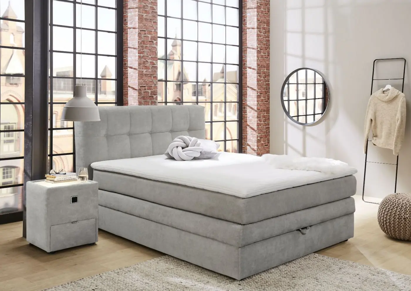 Boxspringbett Amy 140 x 200 cm grau