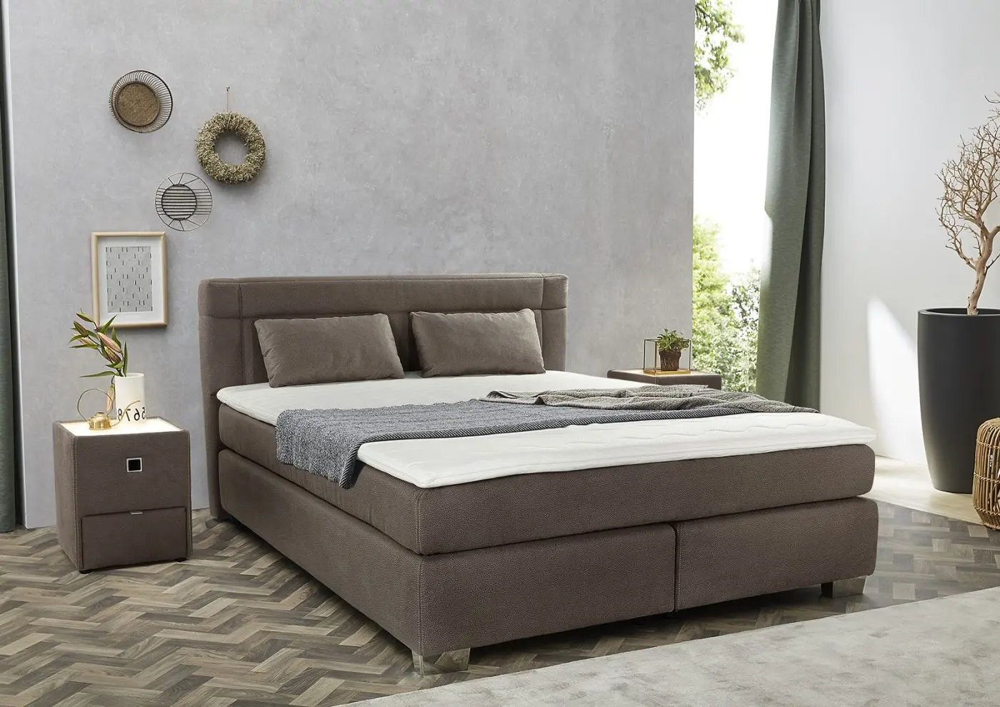 Boxspringbett Romana Max 180 x 200 cm dunkelbraun Boxspringbett Romana Max 180 x 200 cm