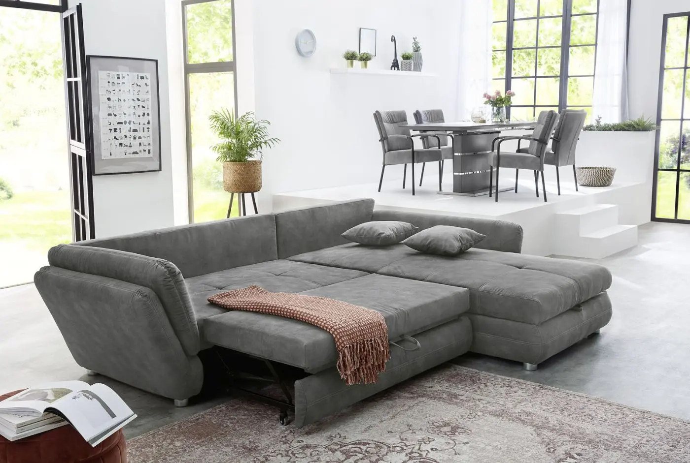 Wohnlandschaft Jengen Microfaser grau