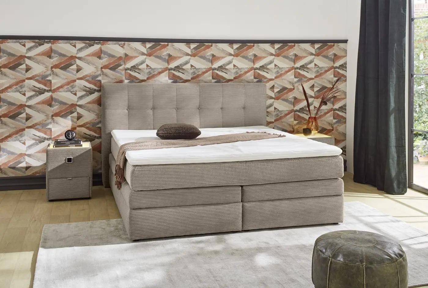 Boxspringbett Amy 180 x 200 cm Cord taupe
