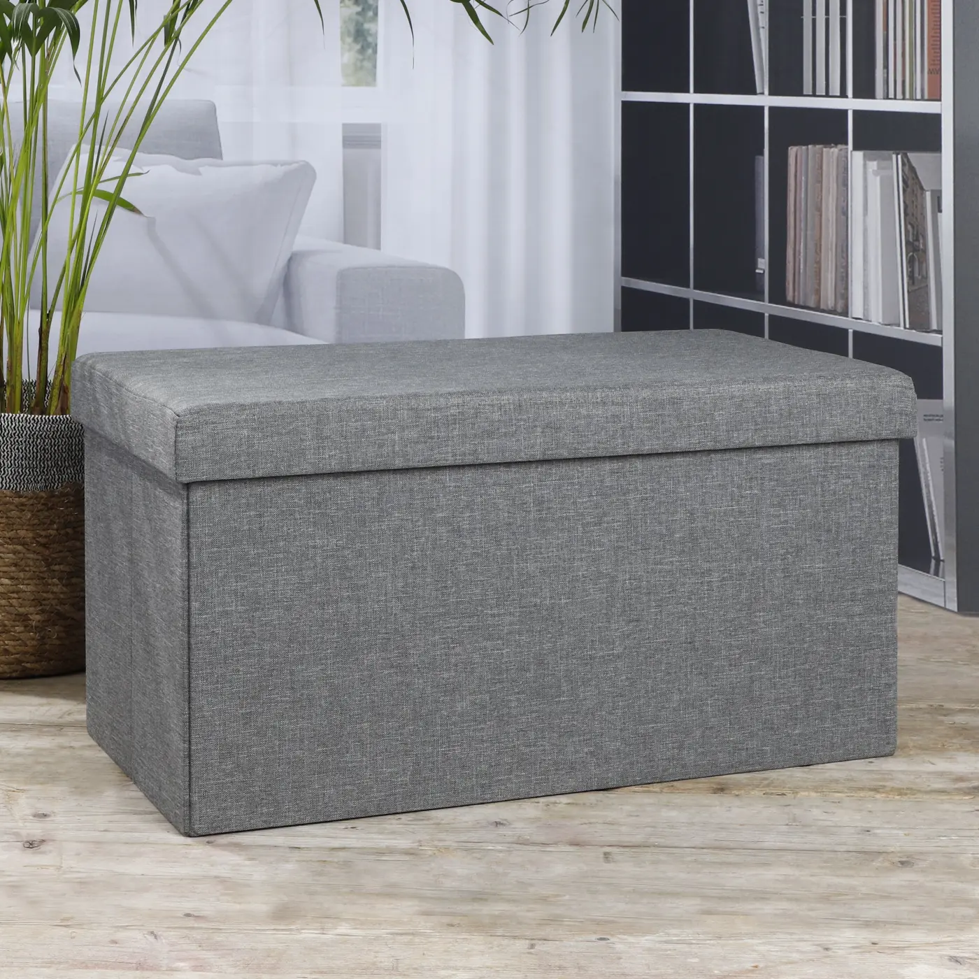Hocker mit Aufbewahrung 76 x 38 x 38 cm grau