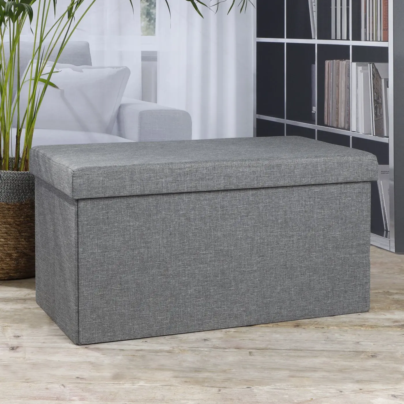 Hocker mit Aufbewahrung 76 x 38 x 38 cm grau