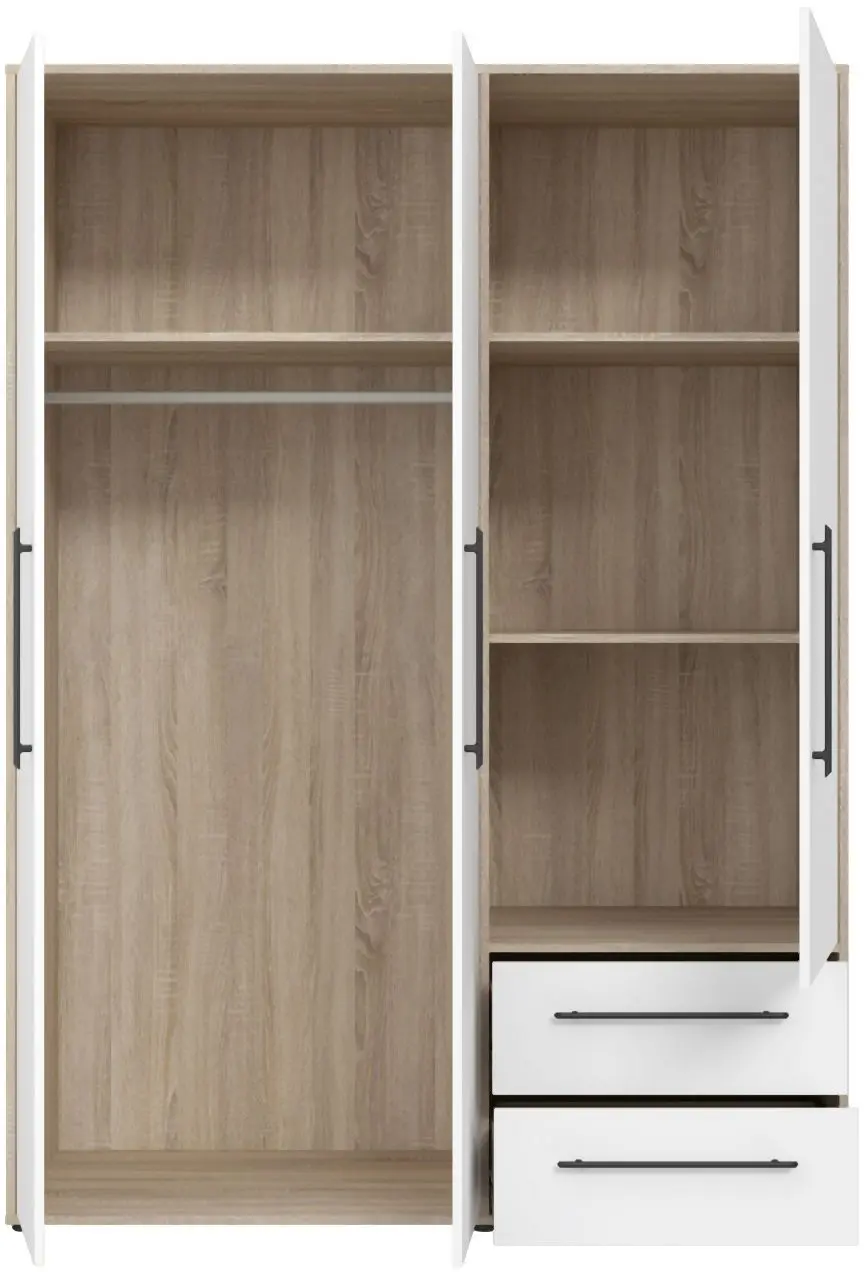 Drehtürenschrank Mokkaris 3-türig Sonoma Eiche/weiß Drehtürenschrank Mokkaris 3-türig