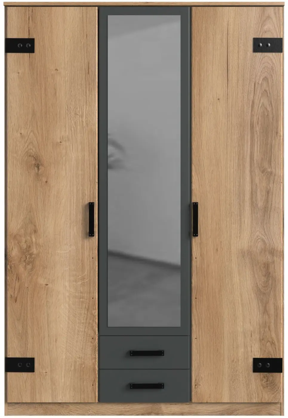 Kleiderschrank Liverpool 3-türig Plankeneiche/graphit