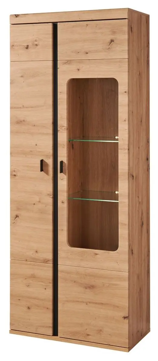Vitrine Kreta Artisan Eiche/schwarz mit Beleuchtung