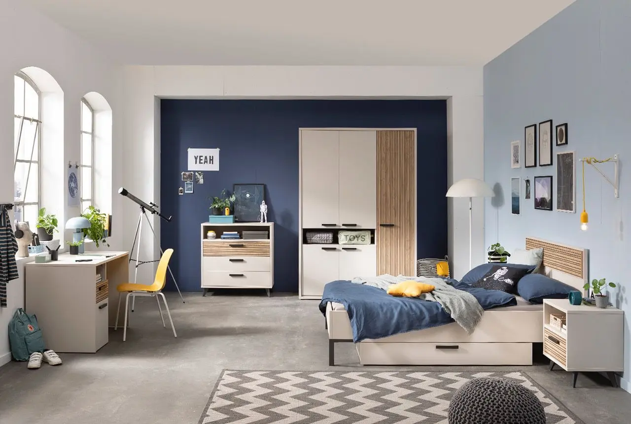 Schrank Bravo 5-türig cashmere/strippedwood