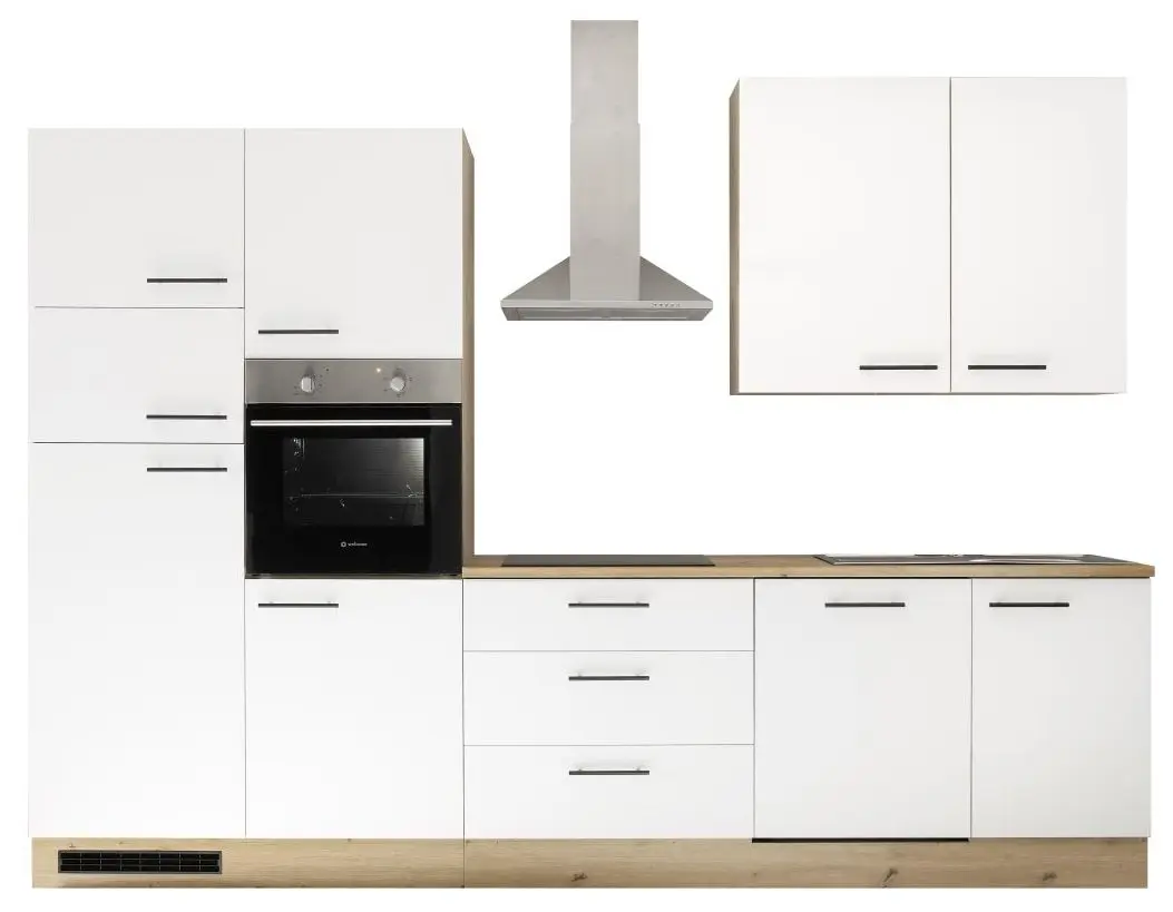 Küchenblock Stuttgart weiß/Artisan Eiche mit E-Geräten Küchenblock Stuttgart weiß/Artisan Eiche mit E-Geräten