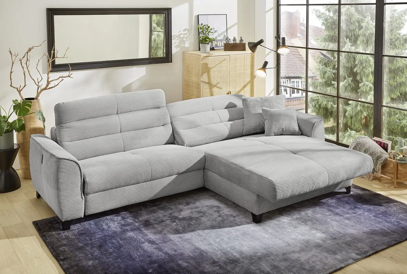 Wohnlandschaft Double-One Cord hellgrau